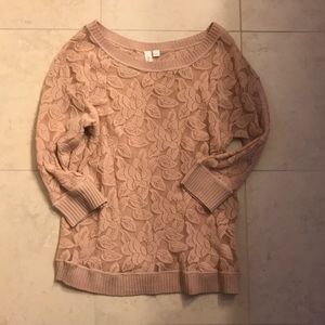 Anthropologie pink lace floral top/sweater
